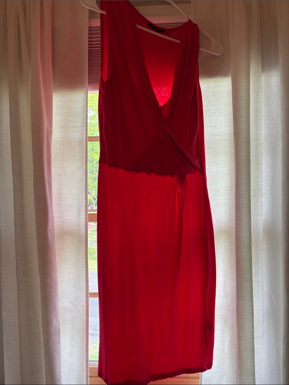 Tahari Red Sleeveless Midi Wrap-Style Dress